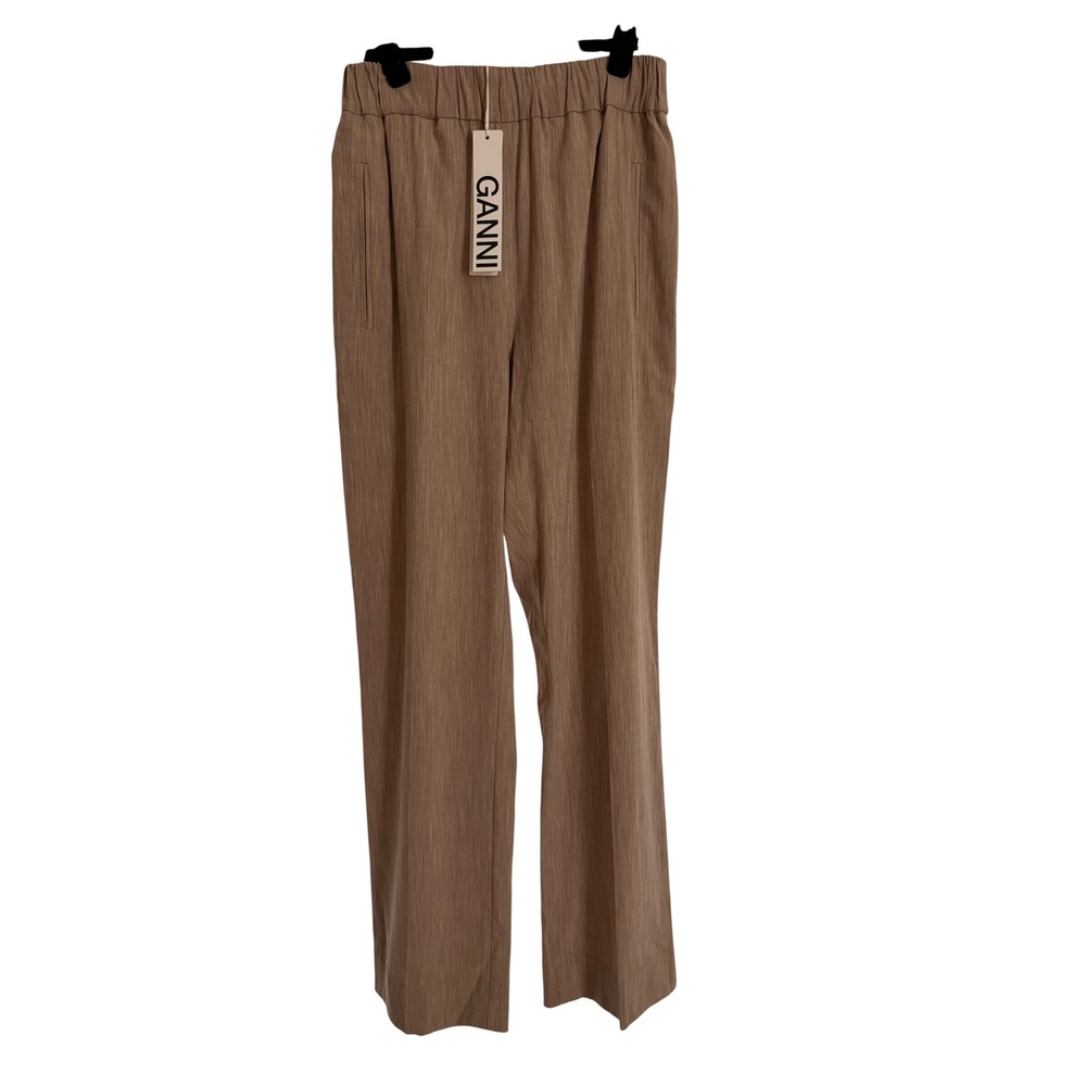 GANNI NEW Melange Suiting Elastic Pants‎ Size 36 Small Tan